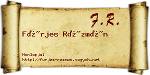 Fürjes Rézmán névjegykártya